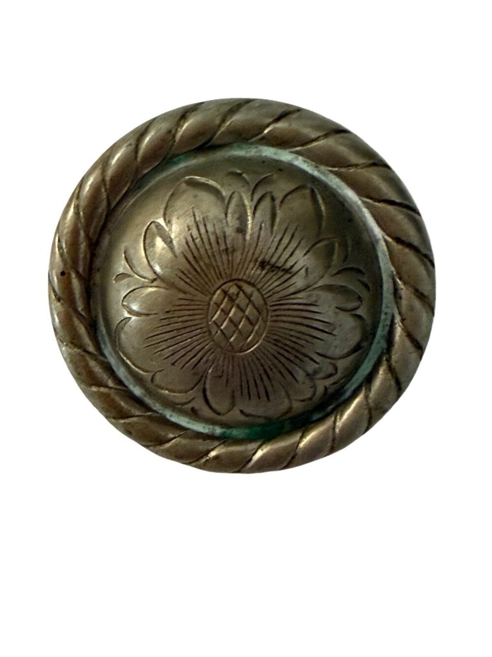 Vintage Floral Concho Belt Buckle Round Western Rope Edge Metal Concho